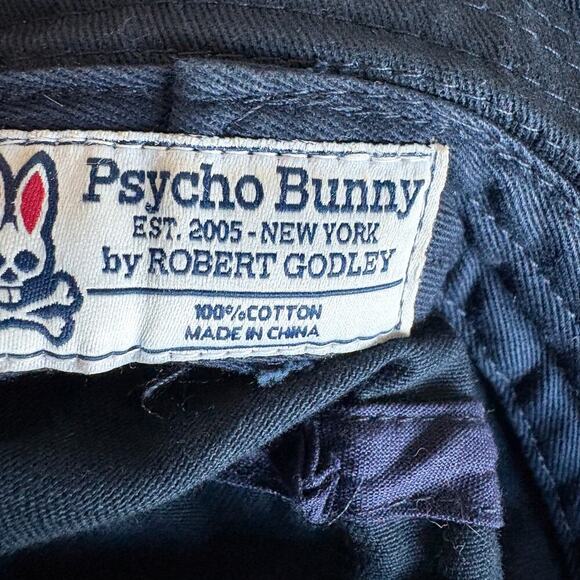 Psycho Bunny Bucket Hat Black Skull Bunny Logo Cotton Streetwear Size M - Picture 5 of 5